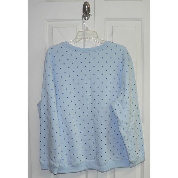 Karen Scott Plus Size Simple Dot Fleece Sweatshirt in Nantucket Breeze 1X $22 - Picture 4 of 4